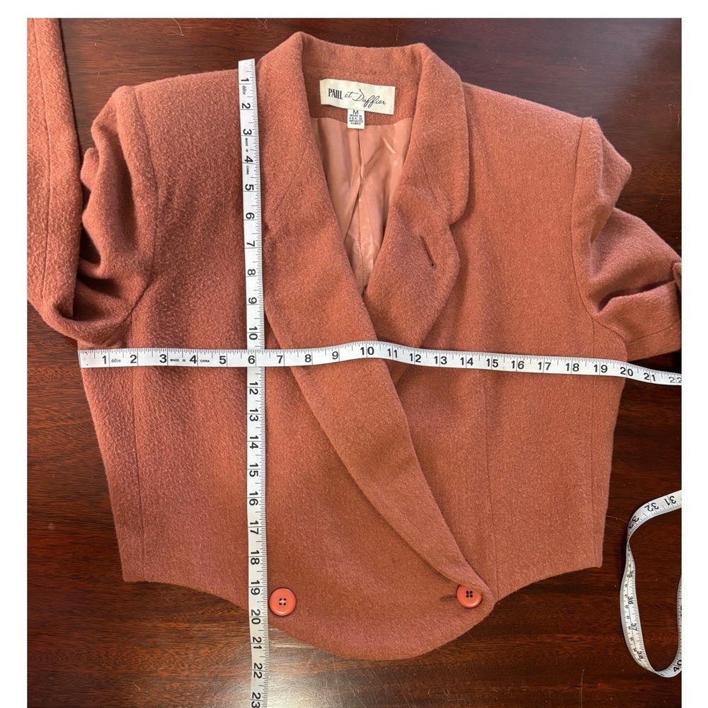 Paul et Duffier‎ Vintage Cropped Blazer M Retro Double Breasted Wool Blend - Picture 5 of 8